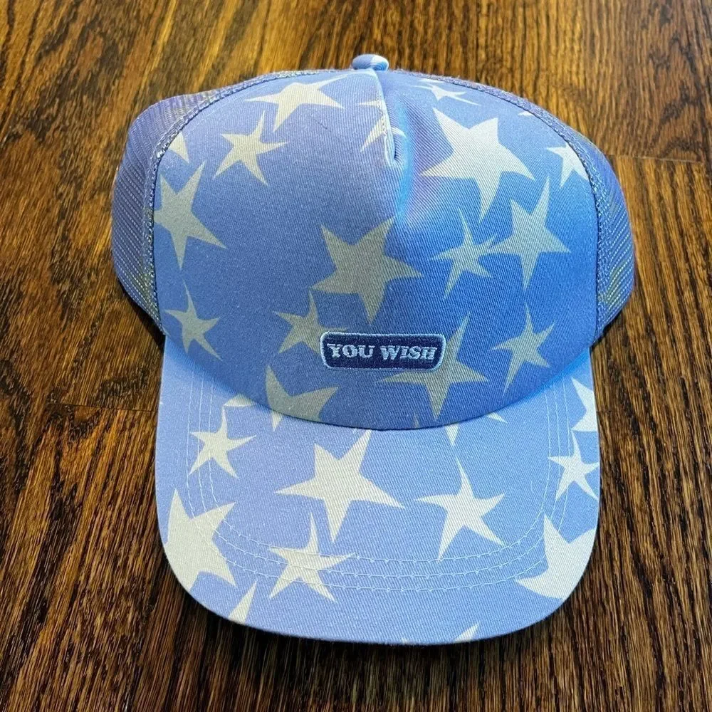 URBAN OUTFITTERS TRUCKER HAT YOU WISH STAR PRINT PHRASE PRINTED MESH CAP NWT